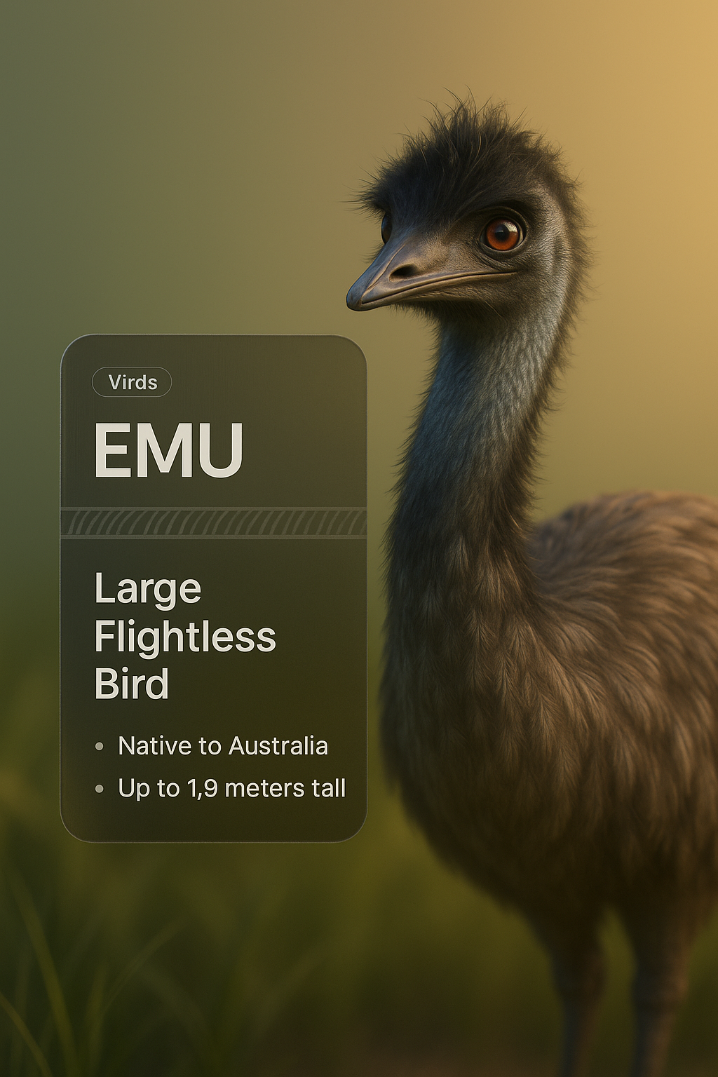 3D Illustration of an Emu with Integrated Design Elements