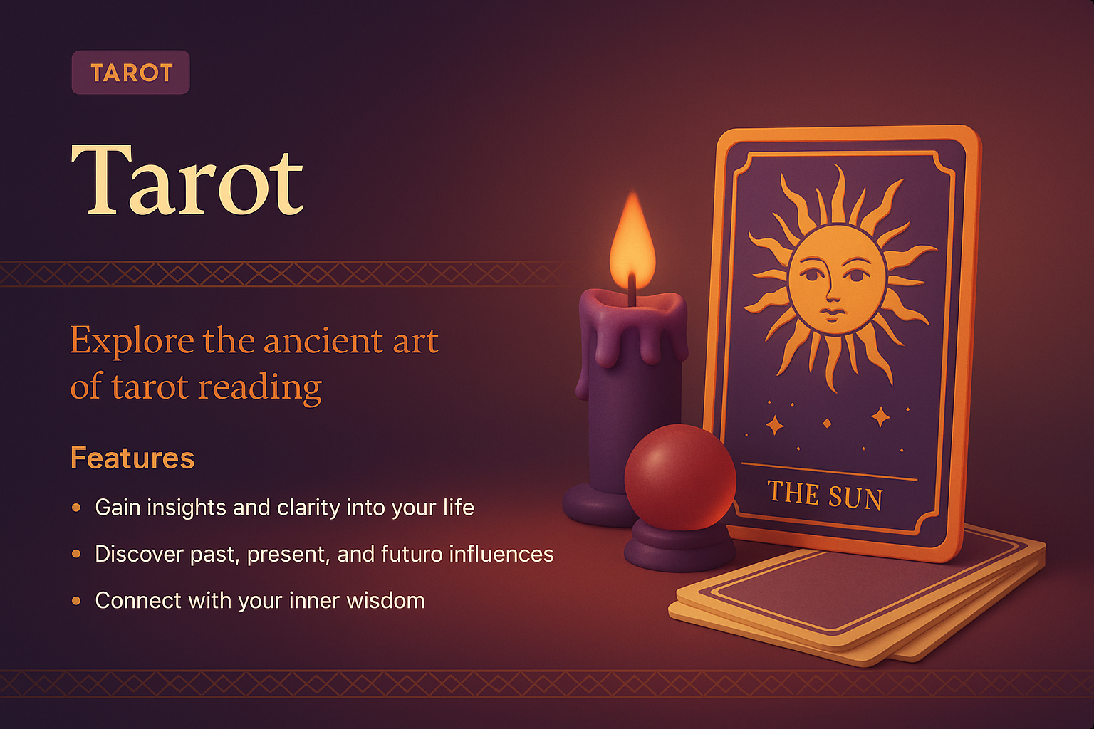 Engaging Tarot Landing Page Design with 3D Elements