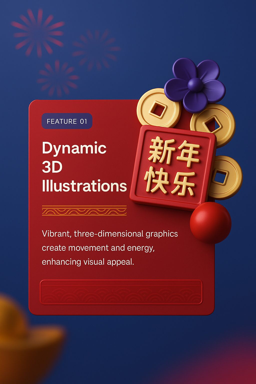 Vibrant 3D Illustrations for Chinese New Year Celebration