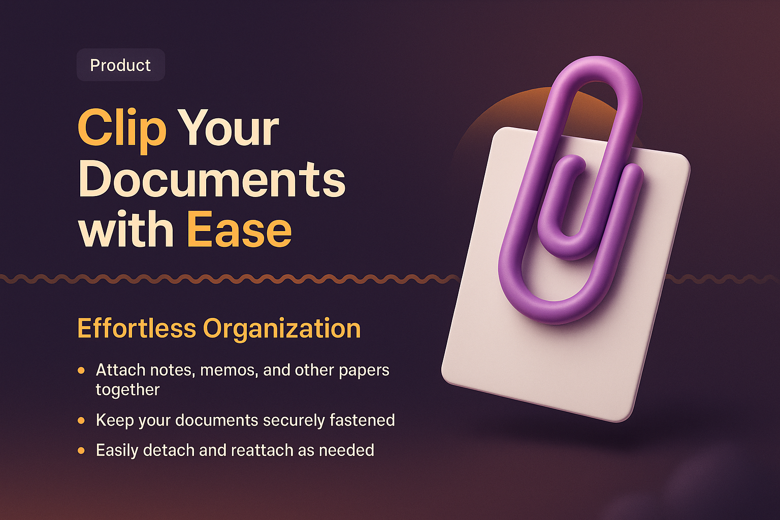 Landing Page Design Featuring 3D Paperclip Illustration