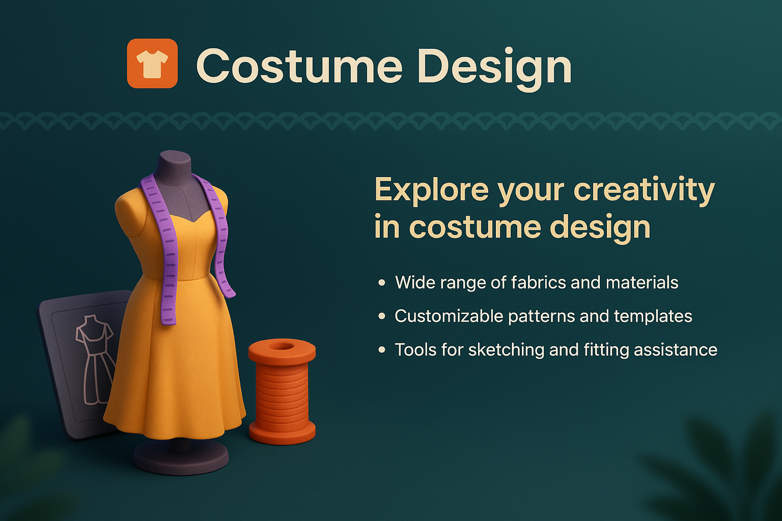 3D Costume Design Illustration with Creative Features