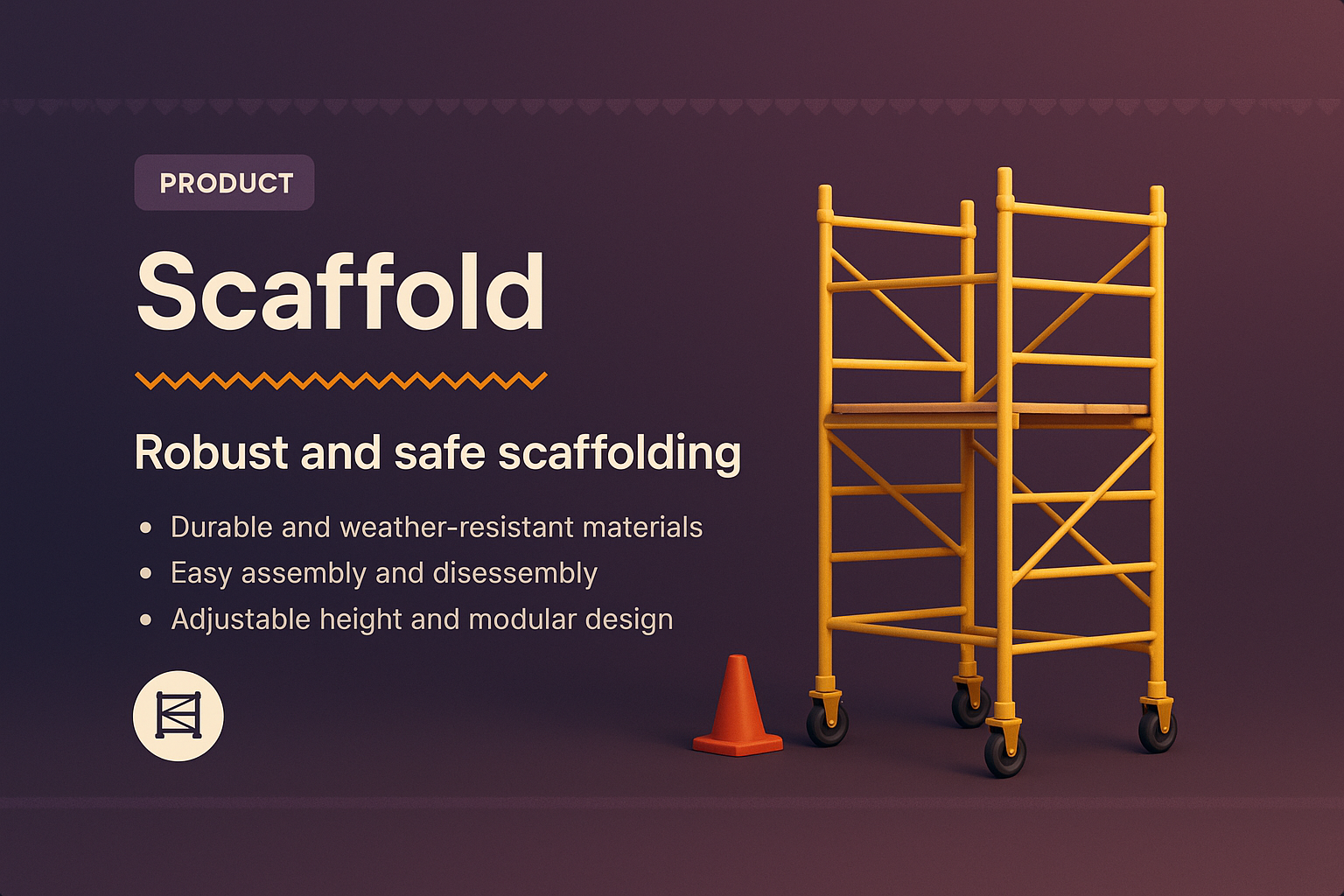 3D Illustration of Scaffold with Features Description