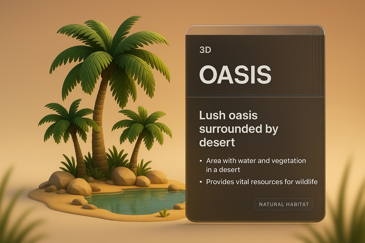 3D Oasis Design Featuring Lush Vegetation and Water