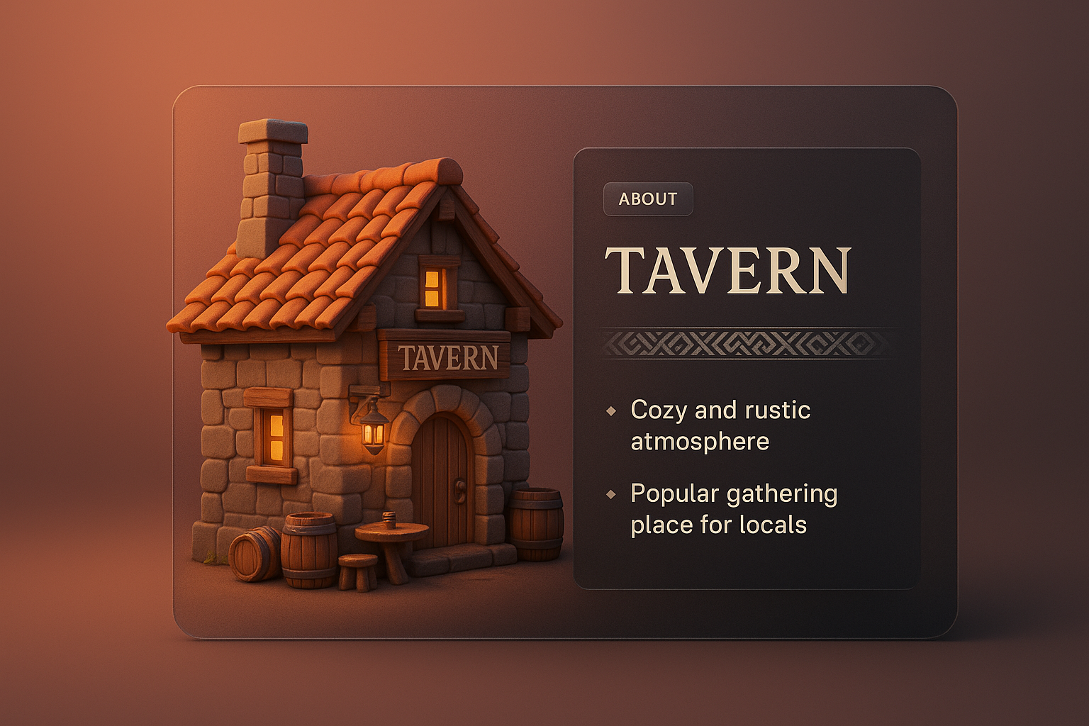 3D Tavern Illustration with Informative Overlay