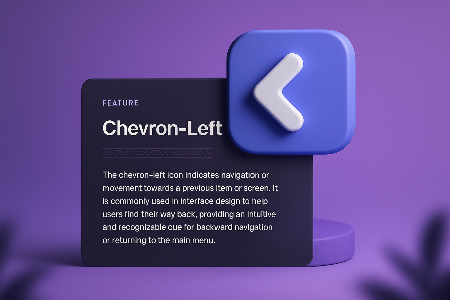 3D Illustration of Chevron-Left Icon for Web Design Features