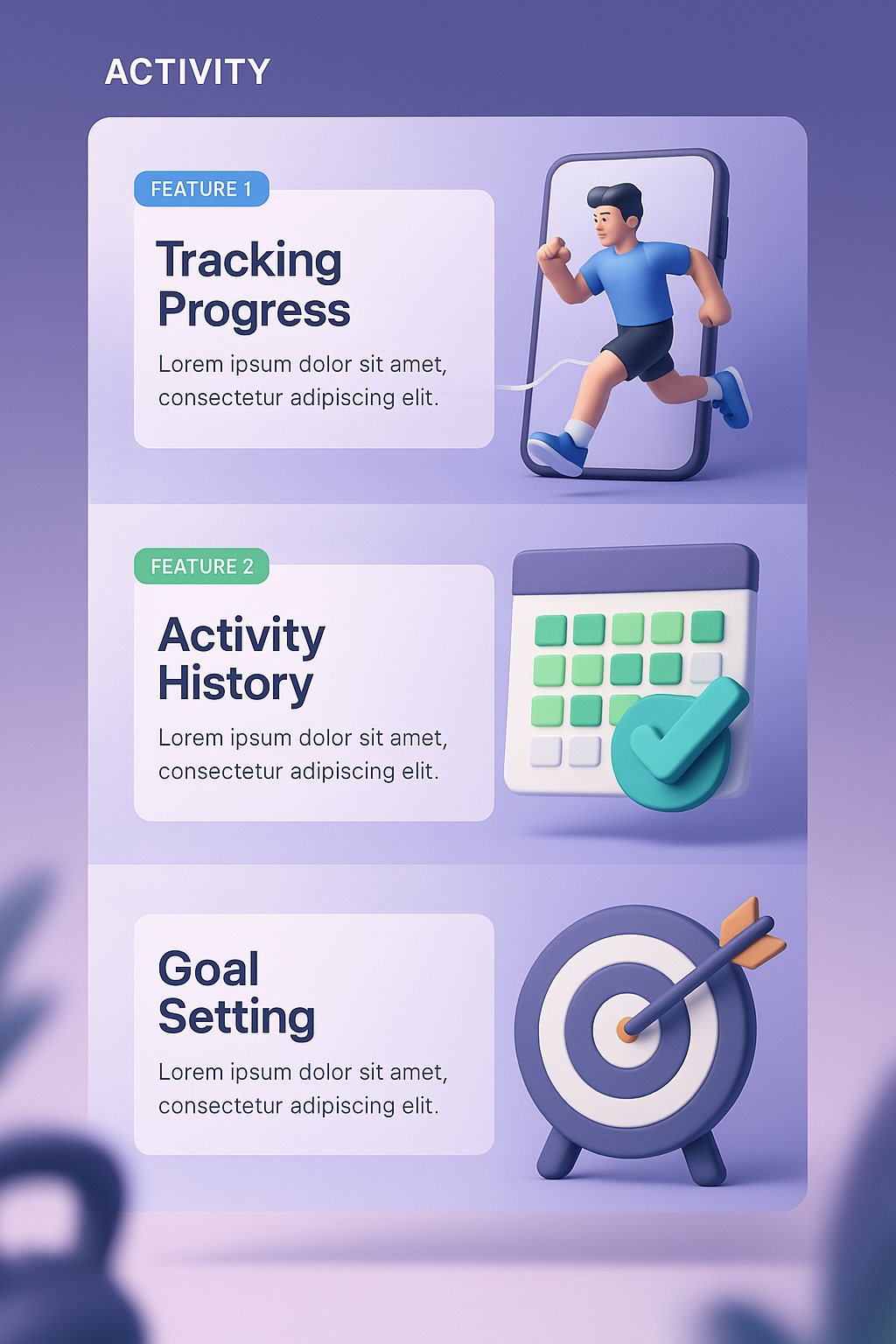 3D Web Page Design Featuring Activity Features