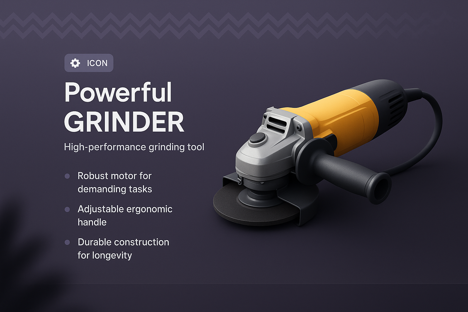 Landing Page Design for a Powerful Grinder Tool
