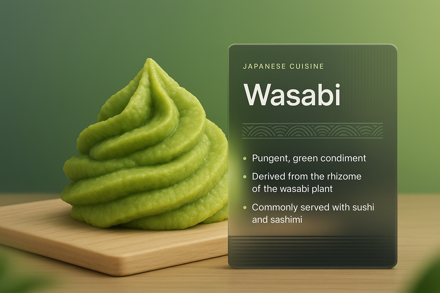Stylish Presentation of Wasabi with Informative Overlay