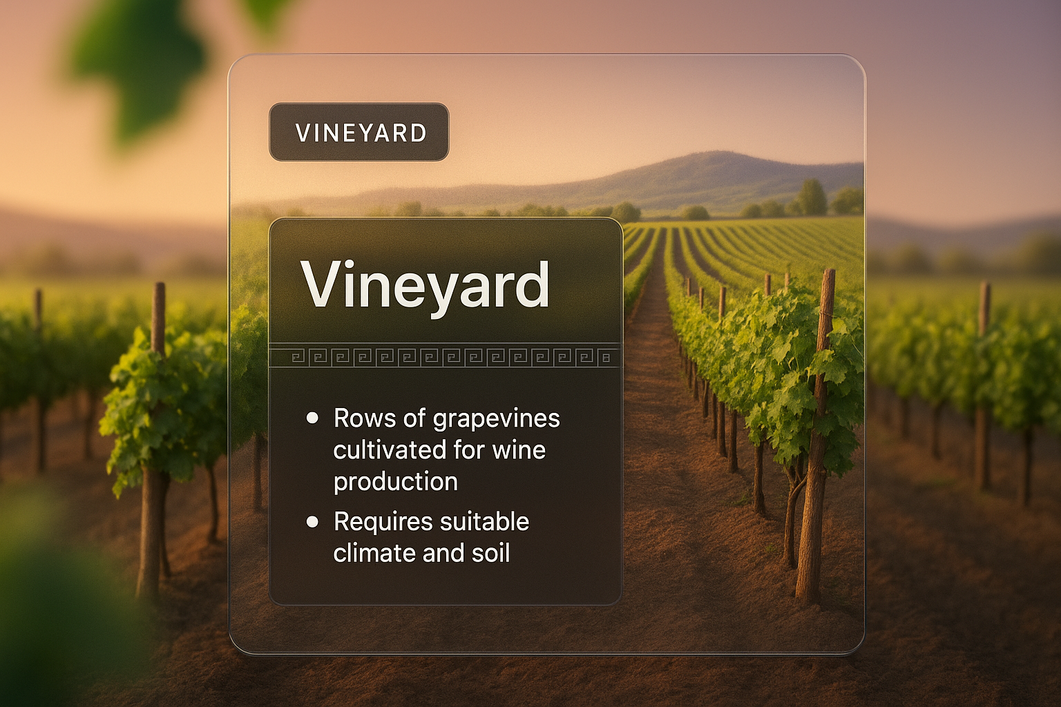 3D Vineyard Design with Integrated Text Blocks