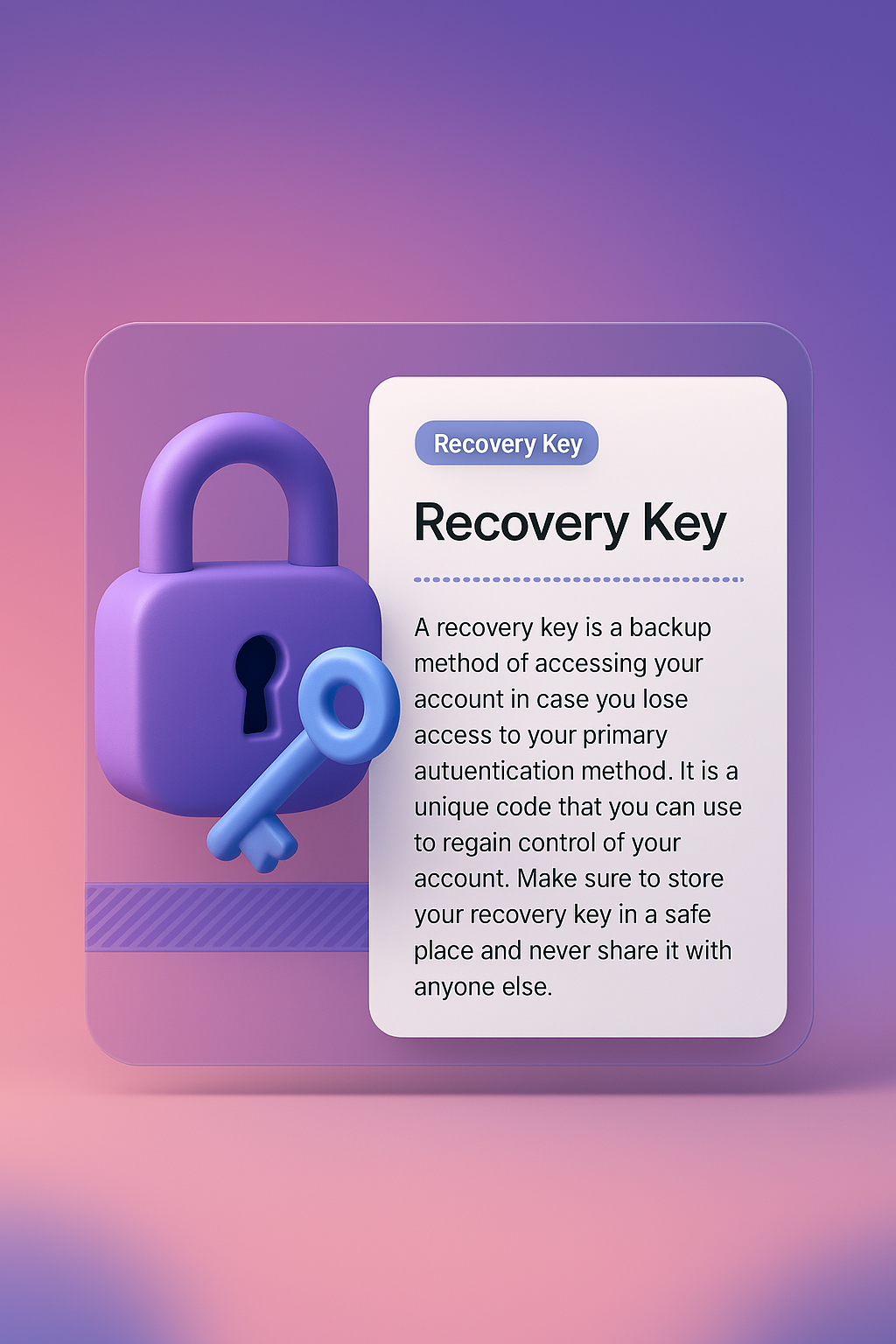 Stunning 3D Illustration of a Recovery Key Concept