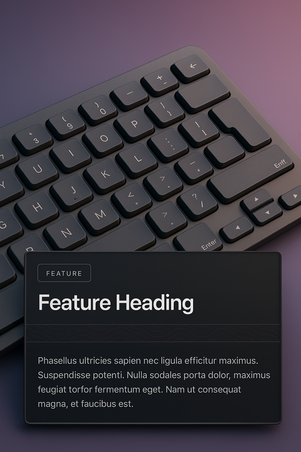 3D Keyboard Illustration with Feature Block Design