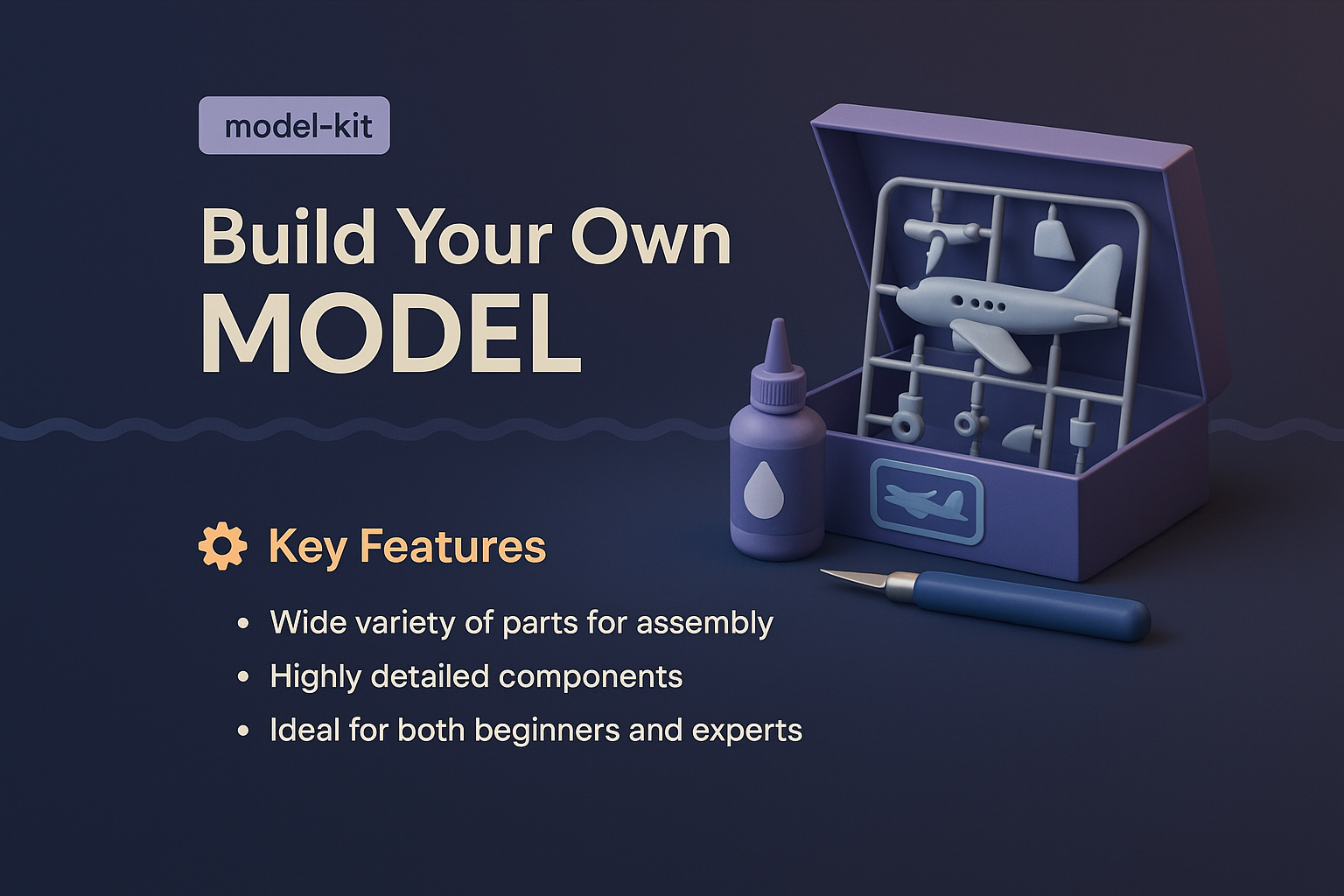3D Landing Page for Model-Kit with Features Highlight