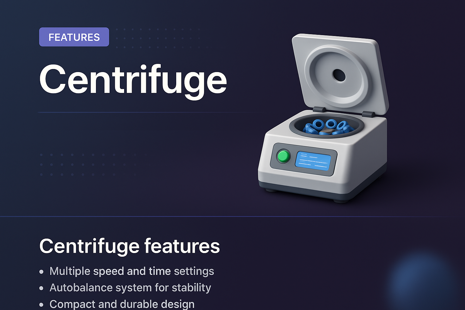Modern 3D Centrifuge Landing Page Design with Features