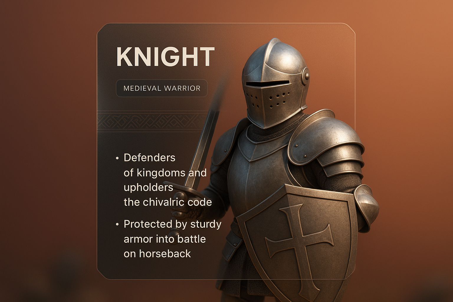 3D Knight Illustration with Modern Design Elements