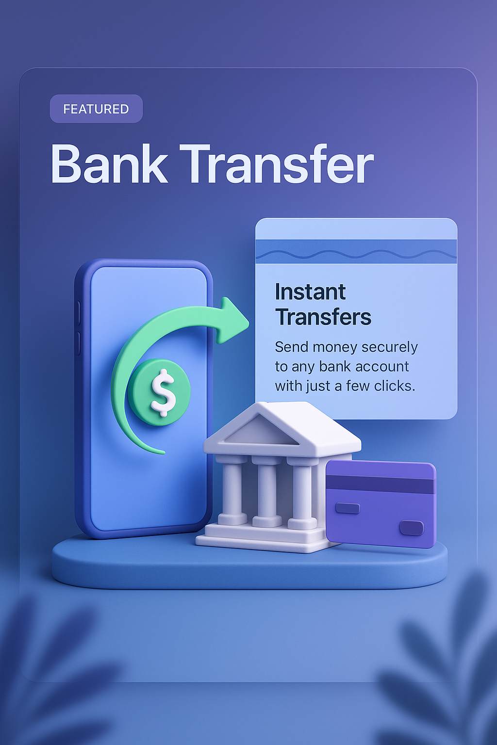 Dynamic 3D Illustration for Bank Transfer Web Design