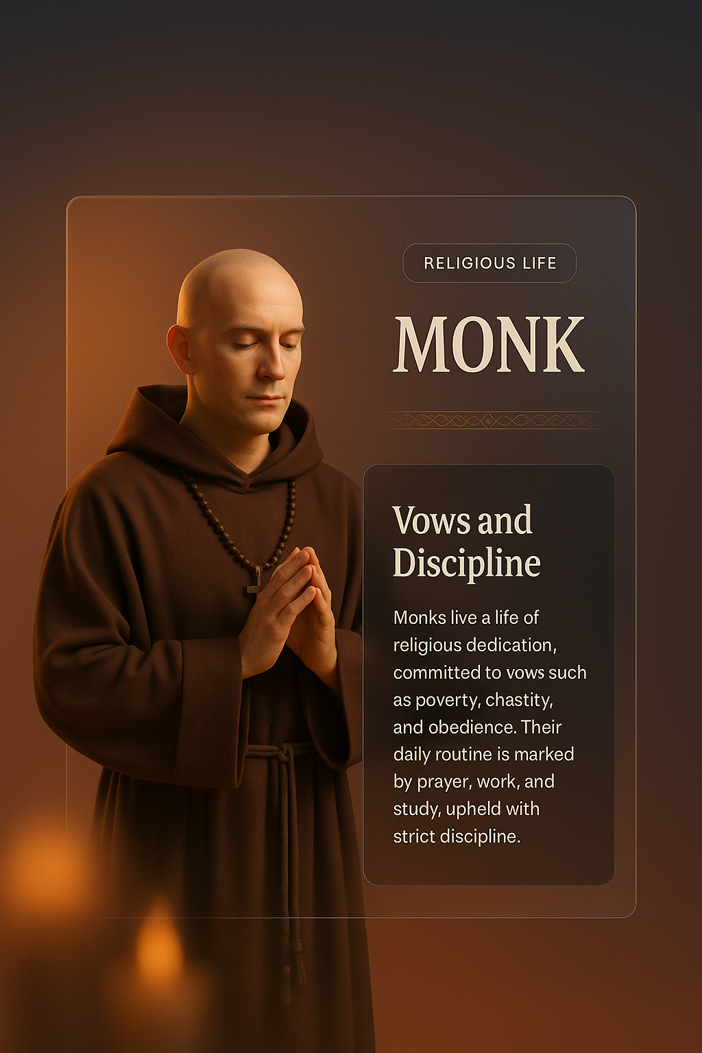3D Illustration of a Monk with Religious Themes