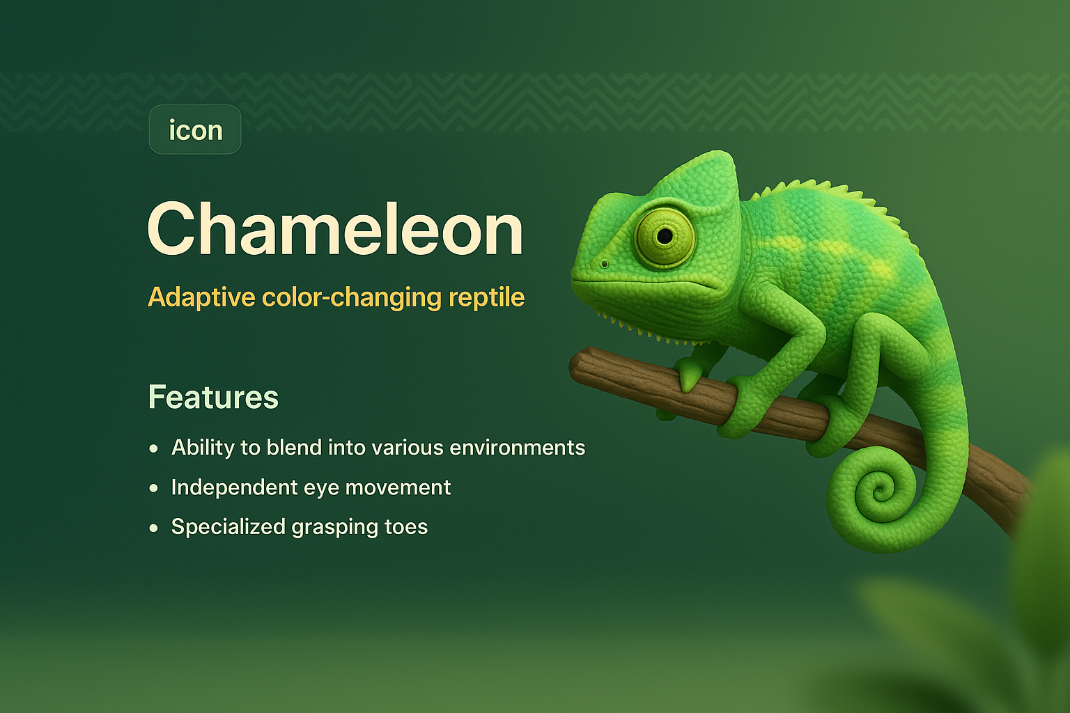 3D Visualization of a Chameleon with Detailed Features