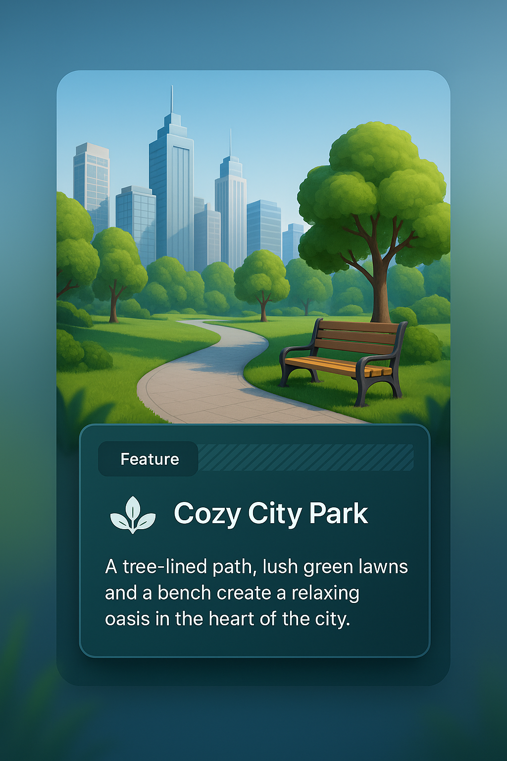 Scenic City Park with Skyscrapers in the Background