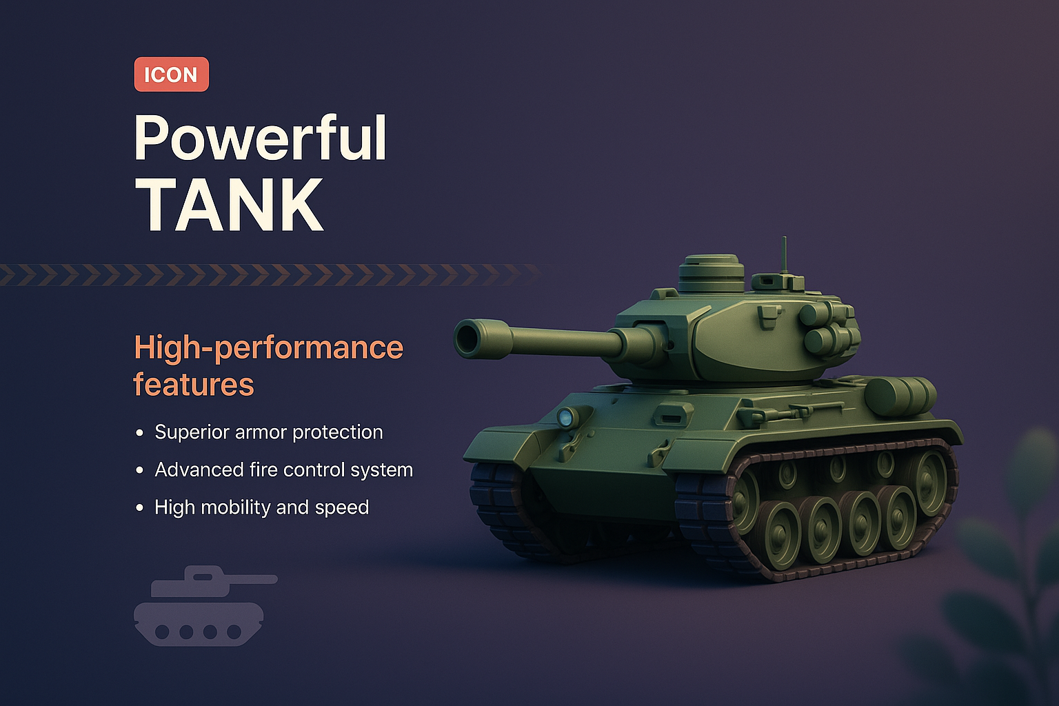 3D Illustration of a Powerful Tank with Features