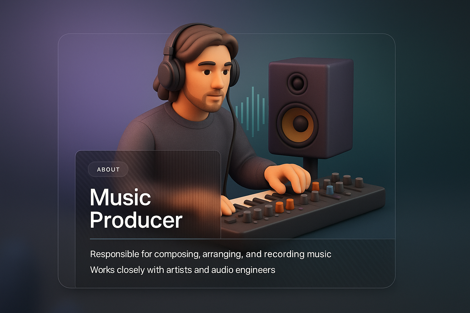 Professional Music Producer with 3D Illustration and Modern Aesthetics