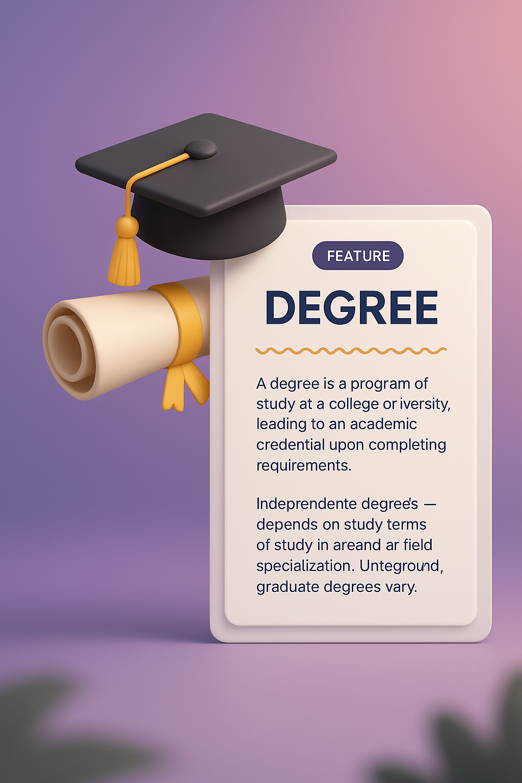 3D Illustration of Academic Degree Features with Stylish Design