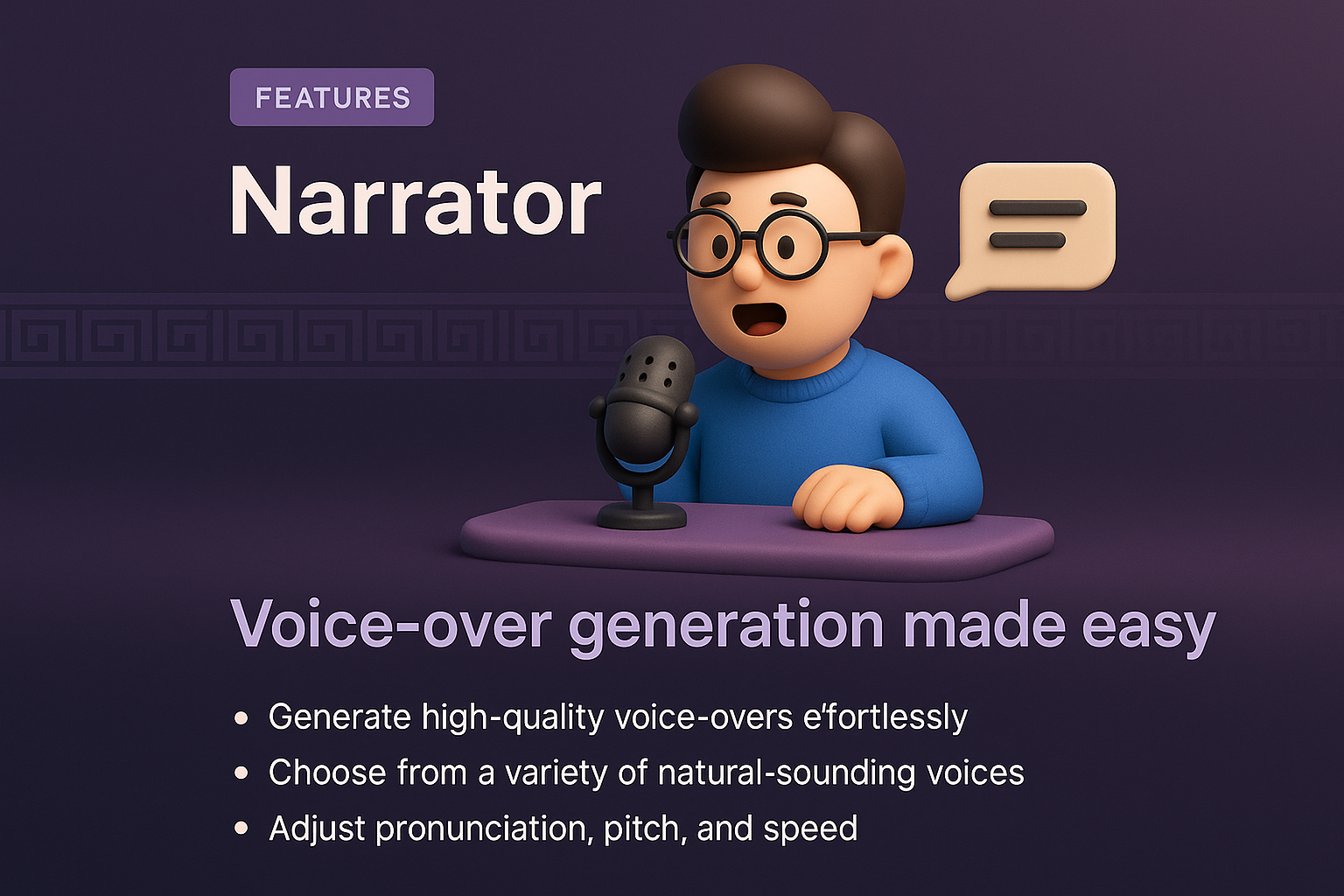 3D Illustration for Voice-over Narrator Landing Page