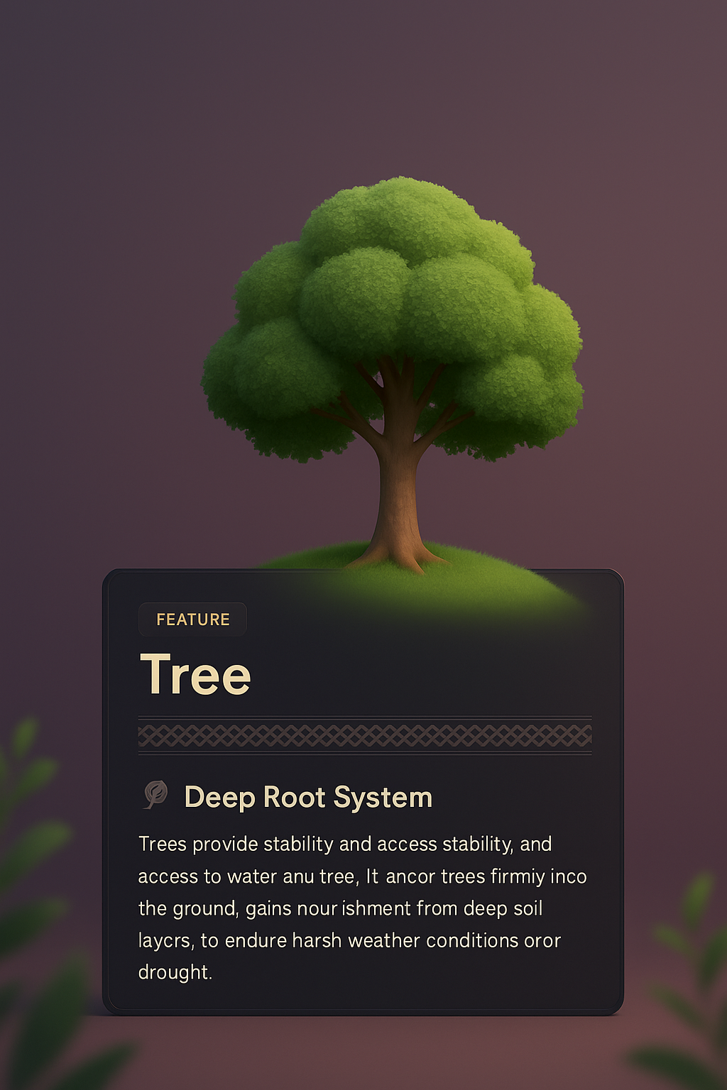 3D Tree Illustration with Feature Description