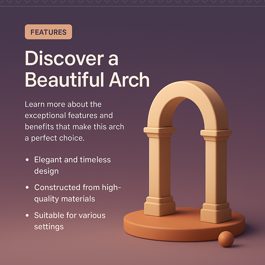 3D Illustration of a Beautiful Arch with Features Description