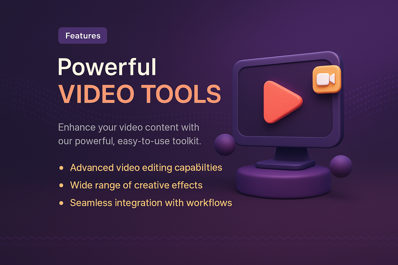 3D Video Landing Page Design with Features