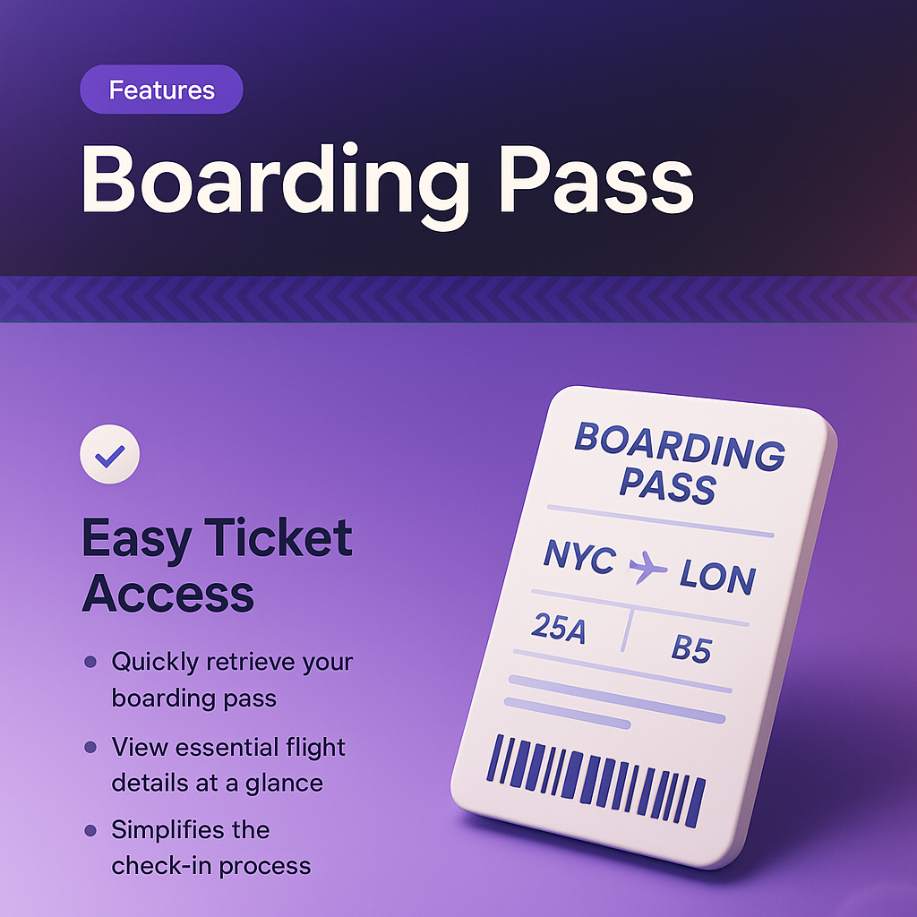Boarding Pass Features Landing Page Design
