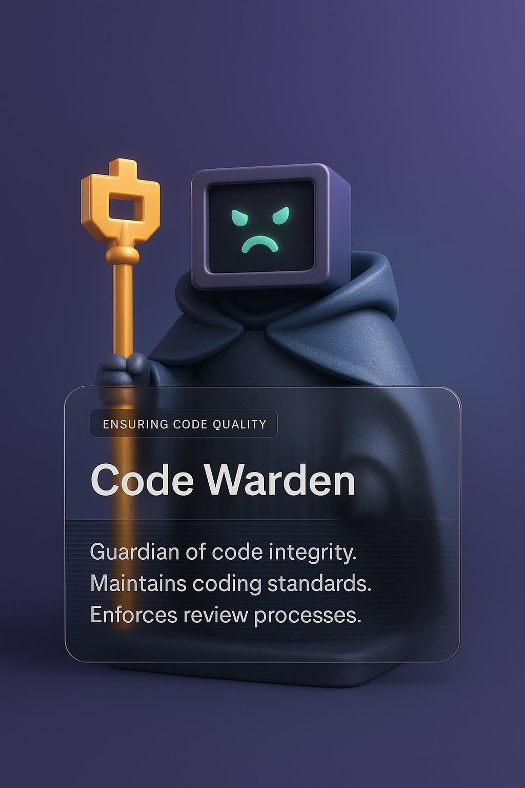 3D Illustration of Code Warden in a Modern Web Design