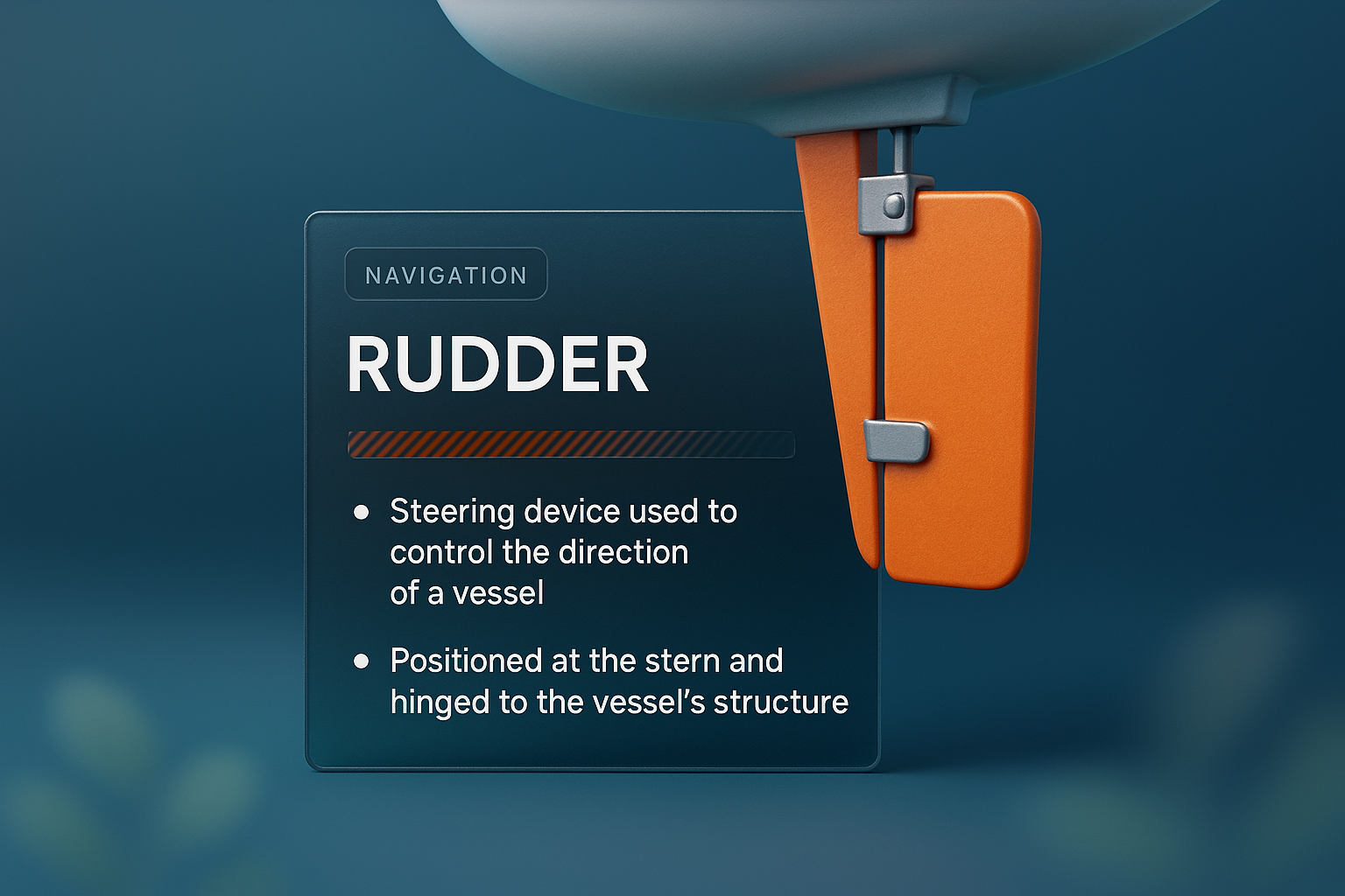 3D Illustration of a Rudder with Integrated Design Elements