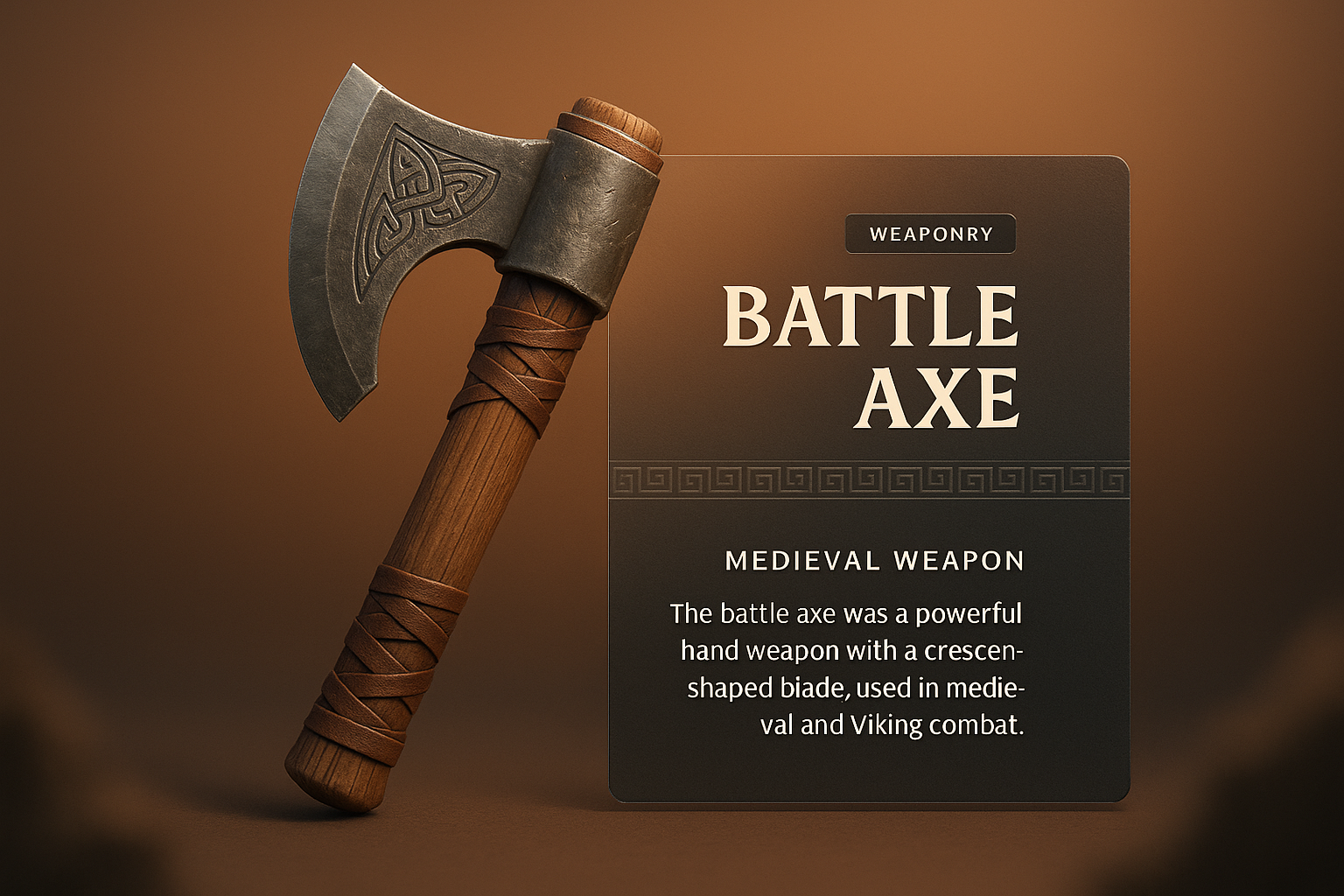 3D Design of a Battle Axe with Integrated Information Panel
