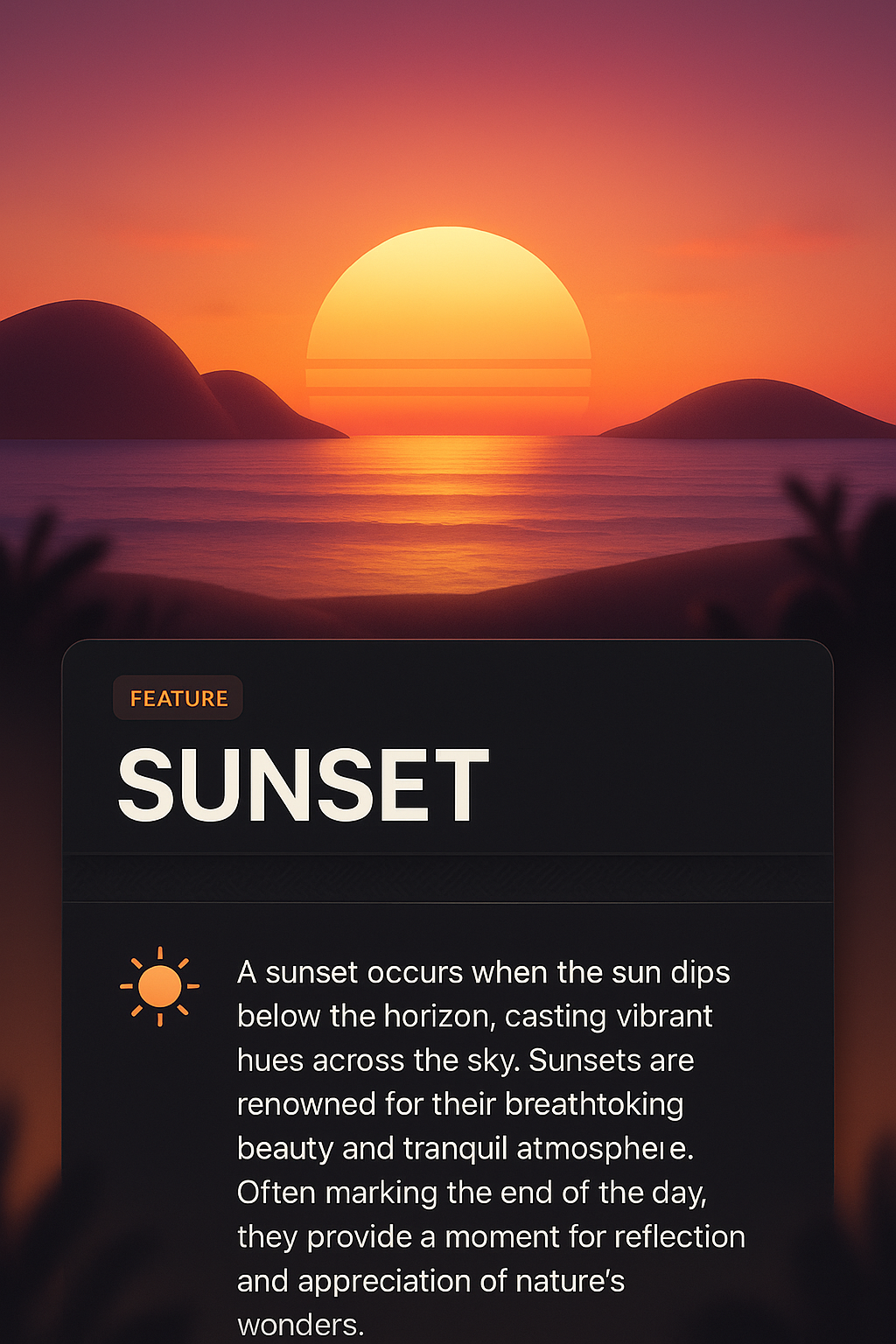 Stunning Sunset with Serene Gradient and Informative Overlay
