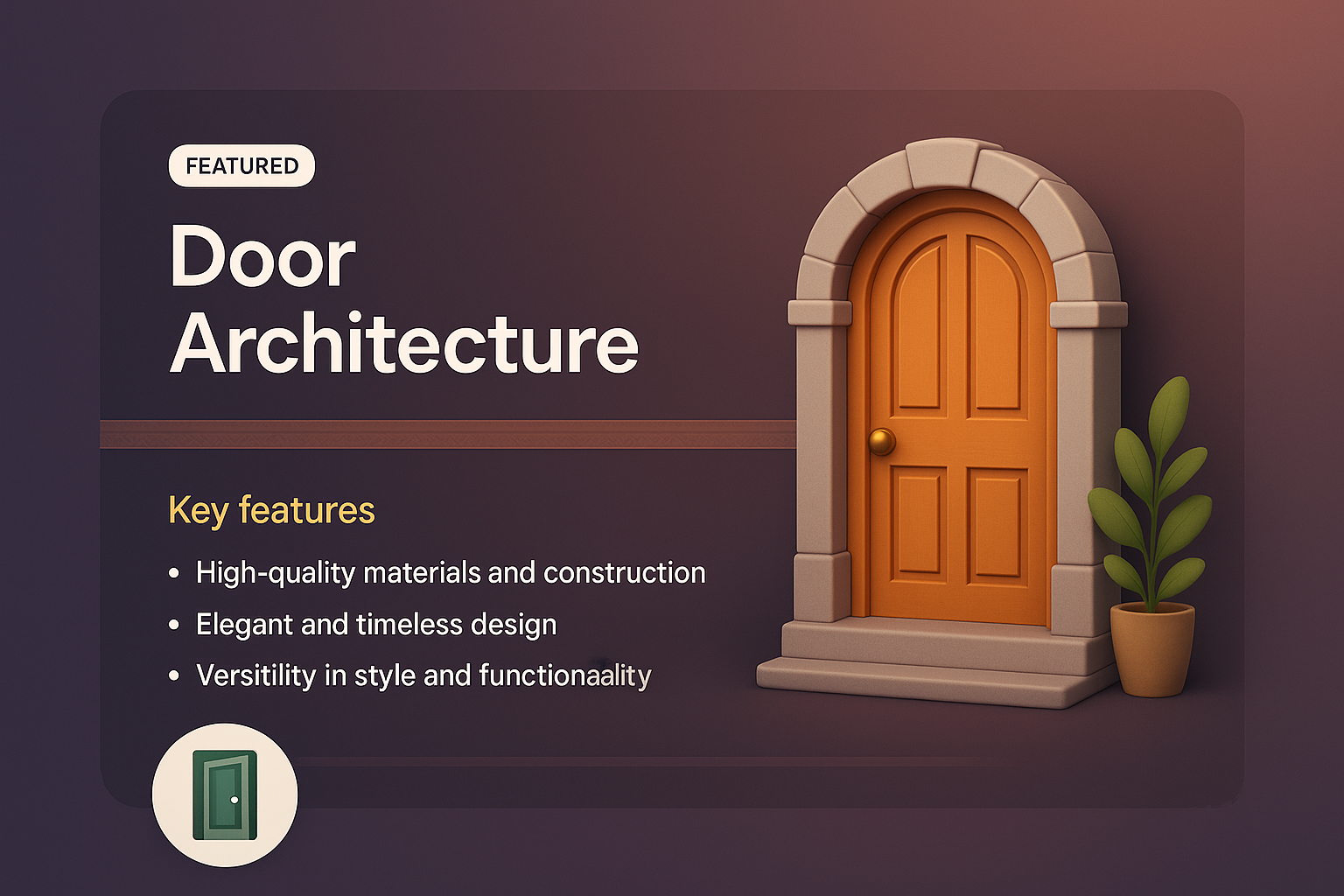 Stunning 3D Door Architecture with Key Features Highlighted