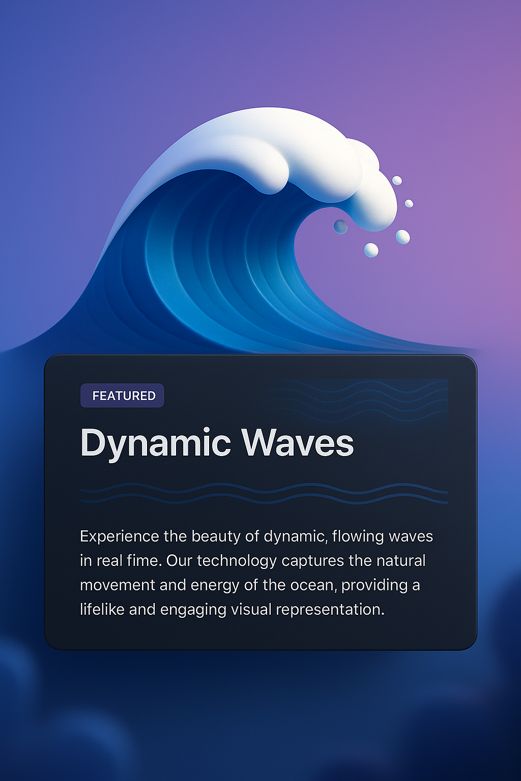 3D Illustration of Dynamic Waves with Modern Web Design Elements