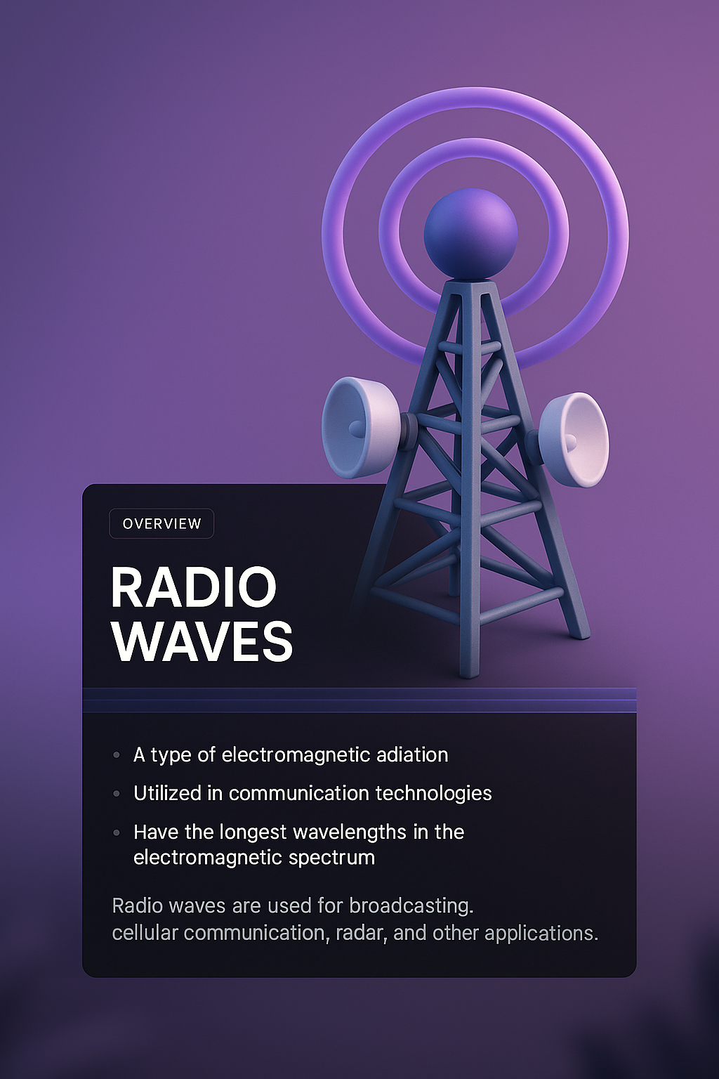 3D Illustration of Radio Waves and Communication Technology
