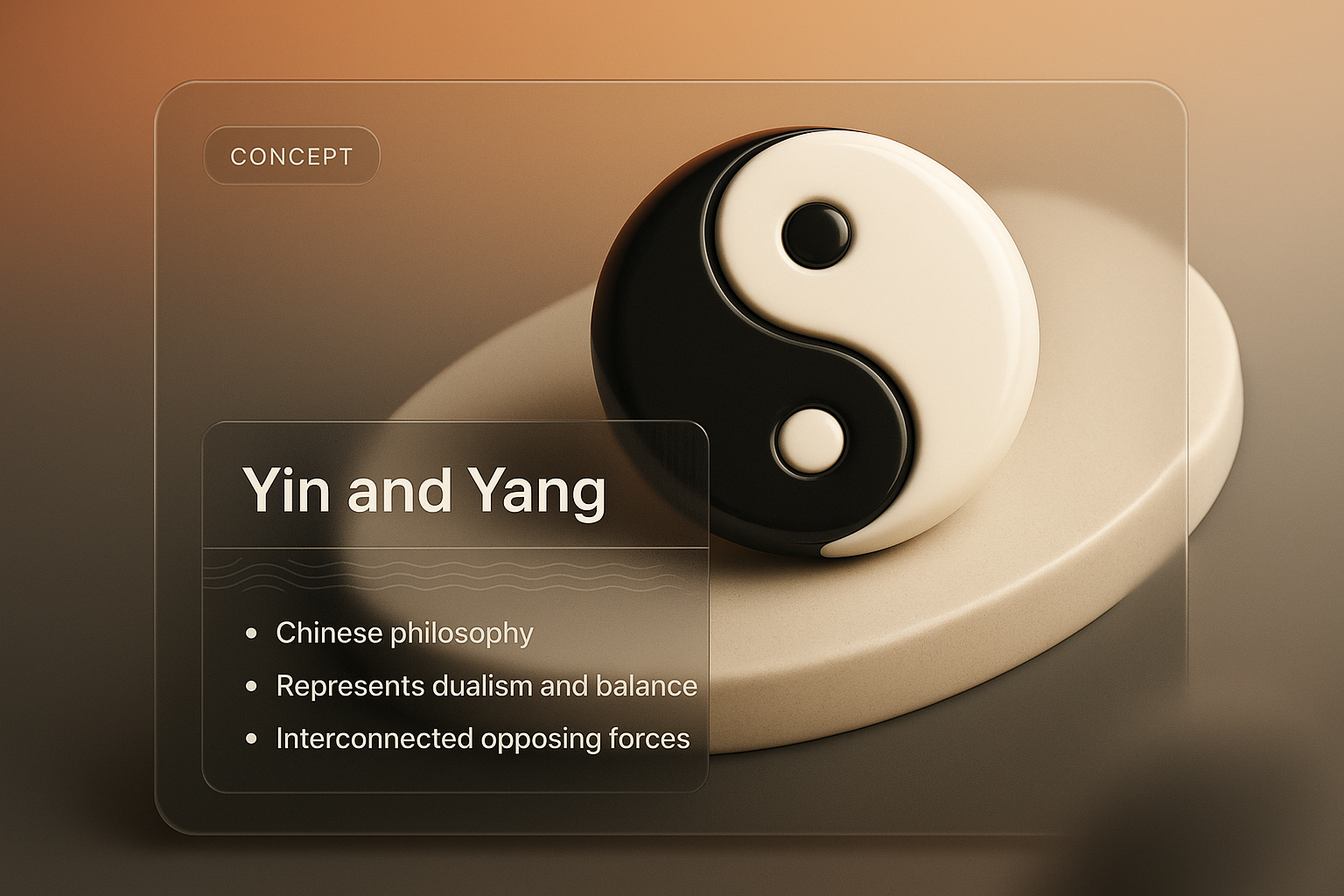 3D Yin Yang Illustration with Transparent Overlay Design