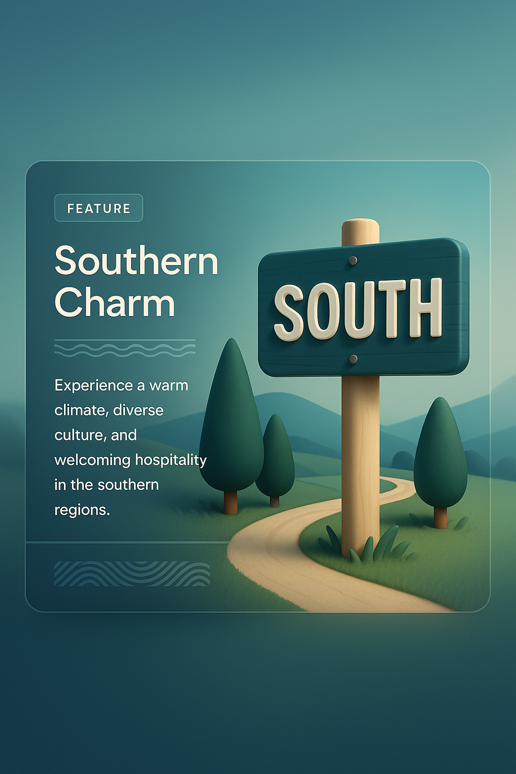 Dynamic 3D Illustration of Southern Charm Feature