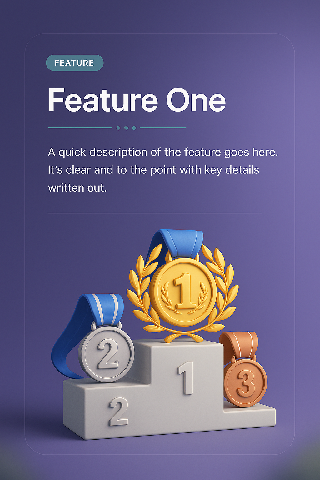 3D Medal Vectors with Ribbons for First, Second, Third Place