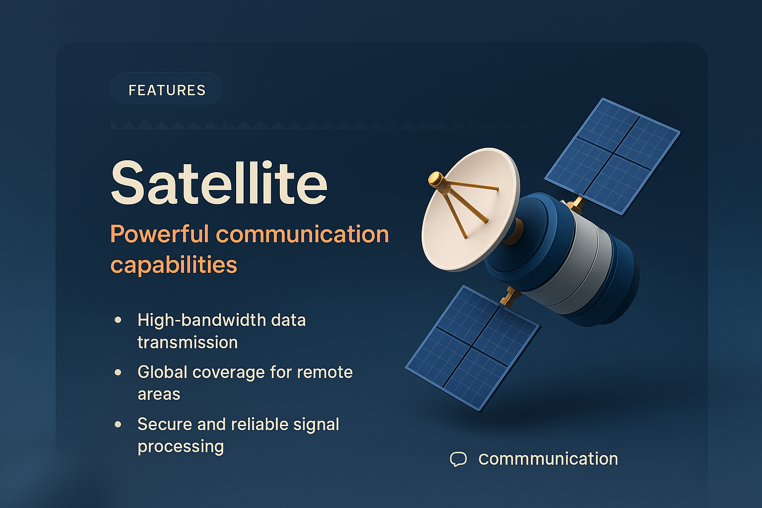 3D Satellite Illustration with Communication Features
