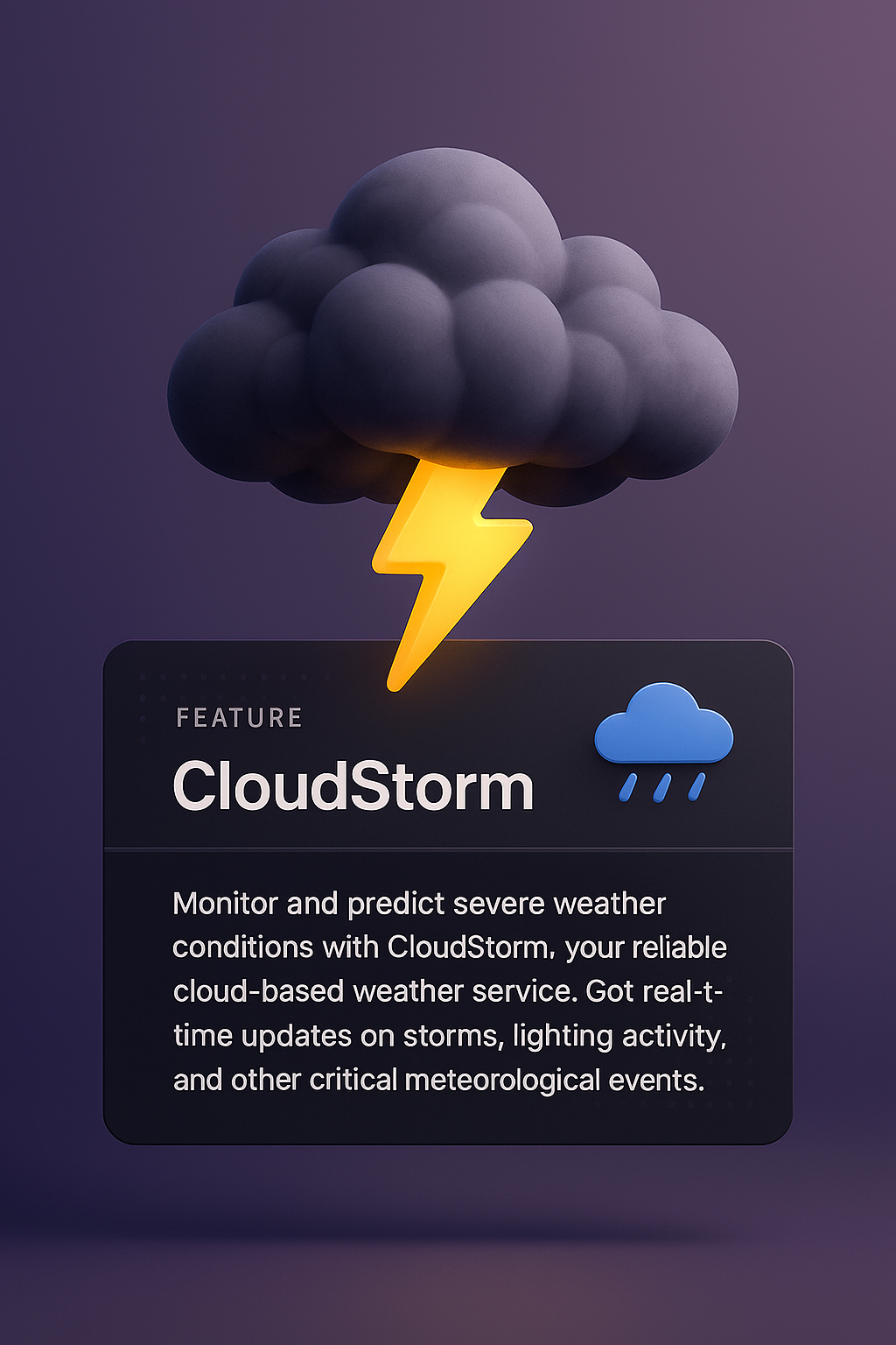 3D Cloud Storm Illustration with Weather Feature Block