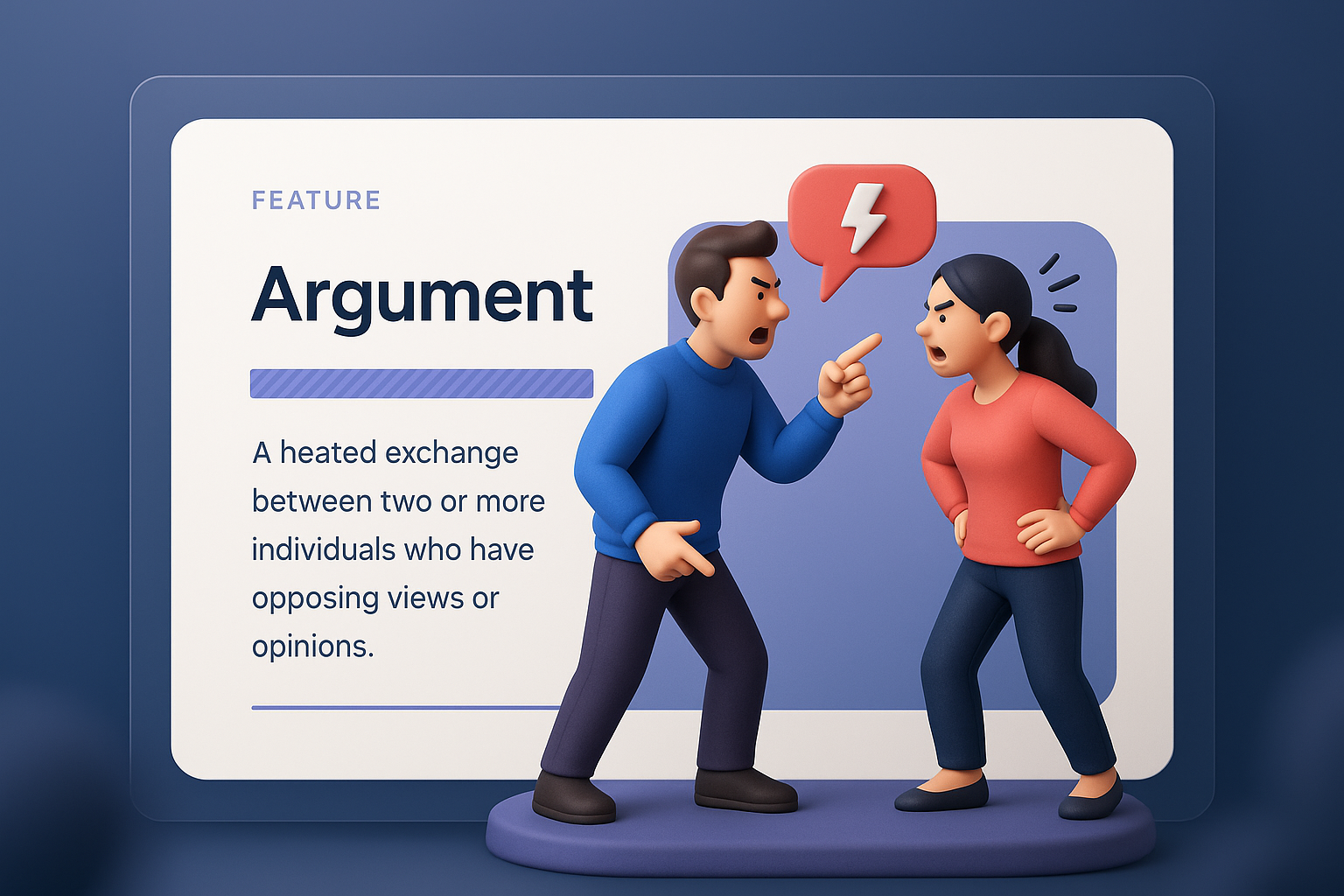 3D Illustration of Argument with Interactive Design Elements
