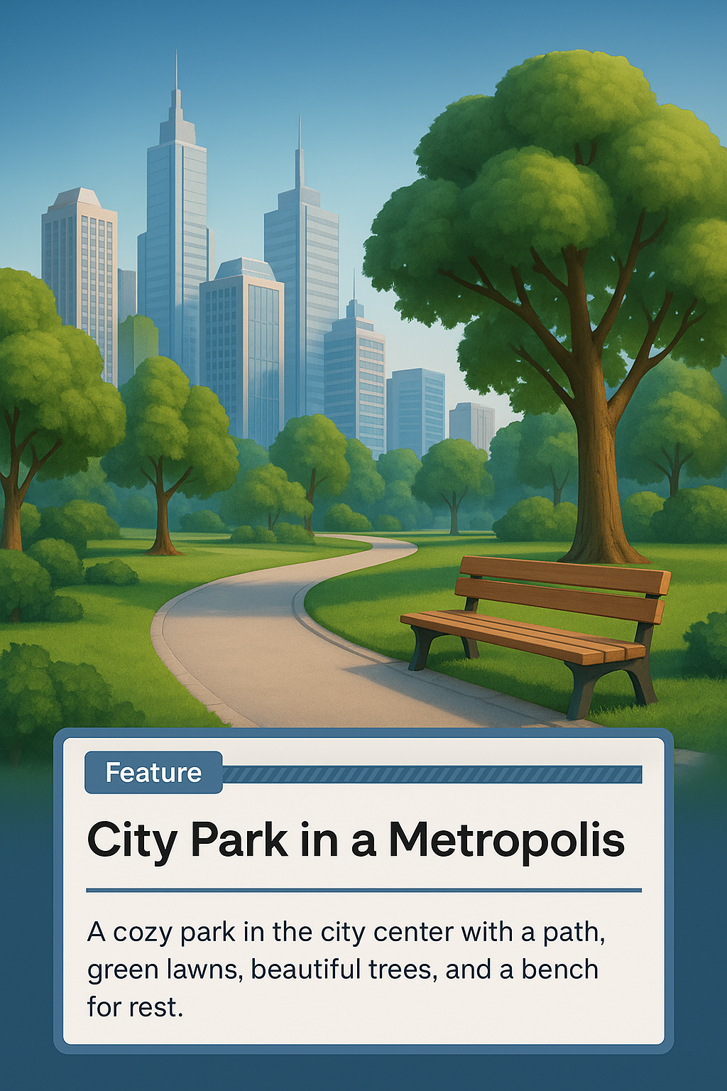 Serene City Park with Skyscrapers in Background