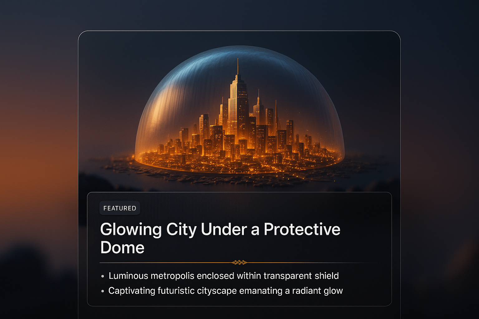 Glowing City Under a Protective Dome in Futuristic Style