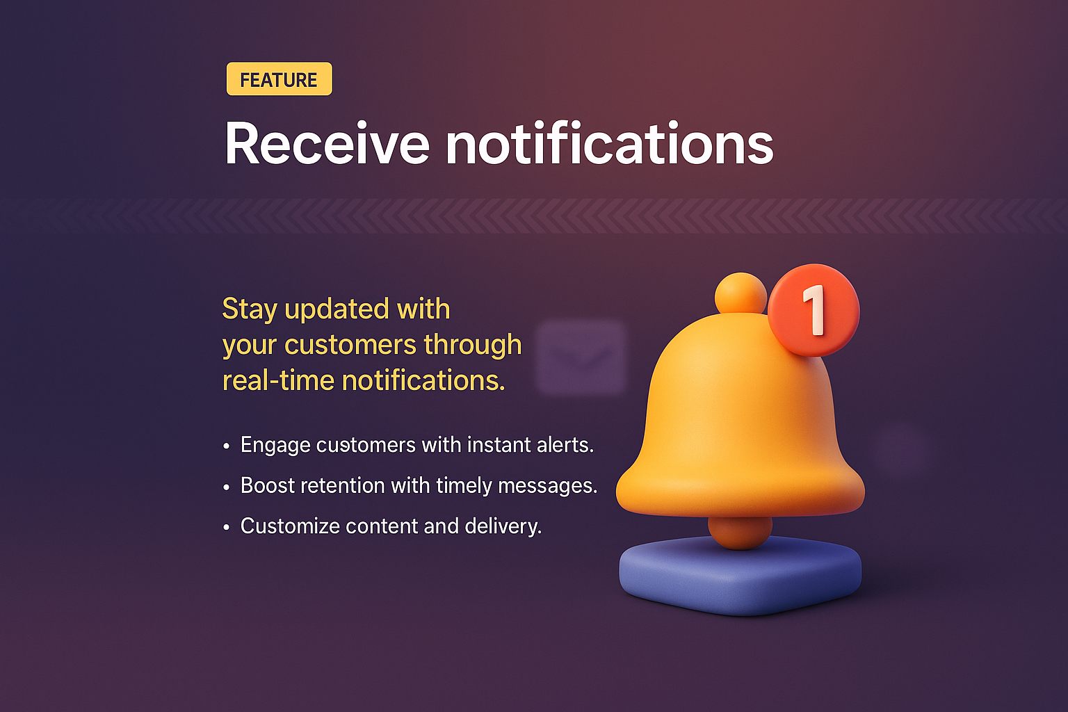 3D Illustration of Notification Feature for Landing Page
