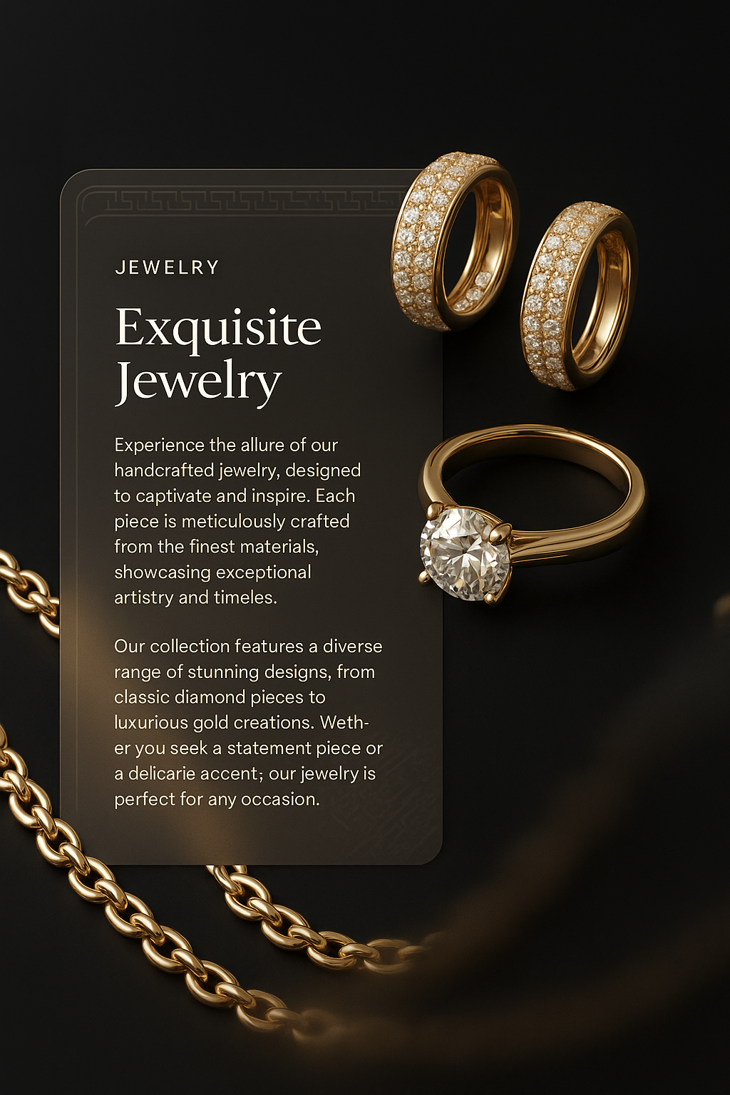 Exquisite Jewelry Displayed on Elegant Black Background