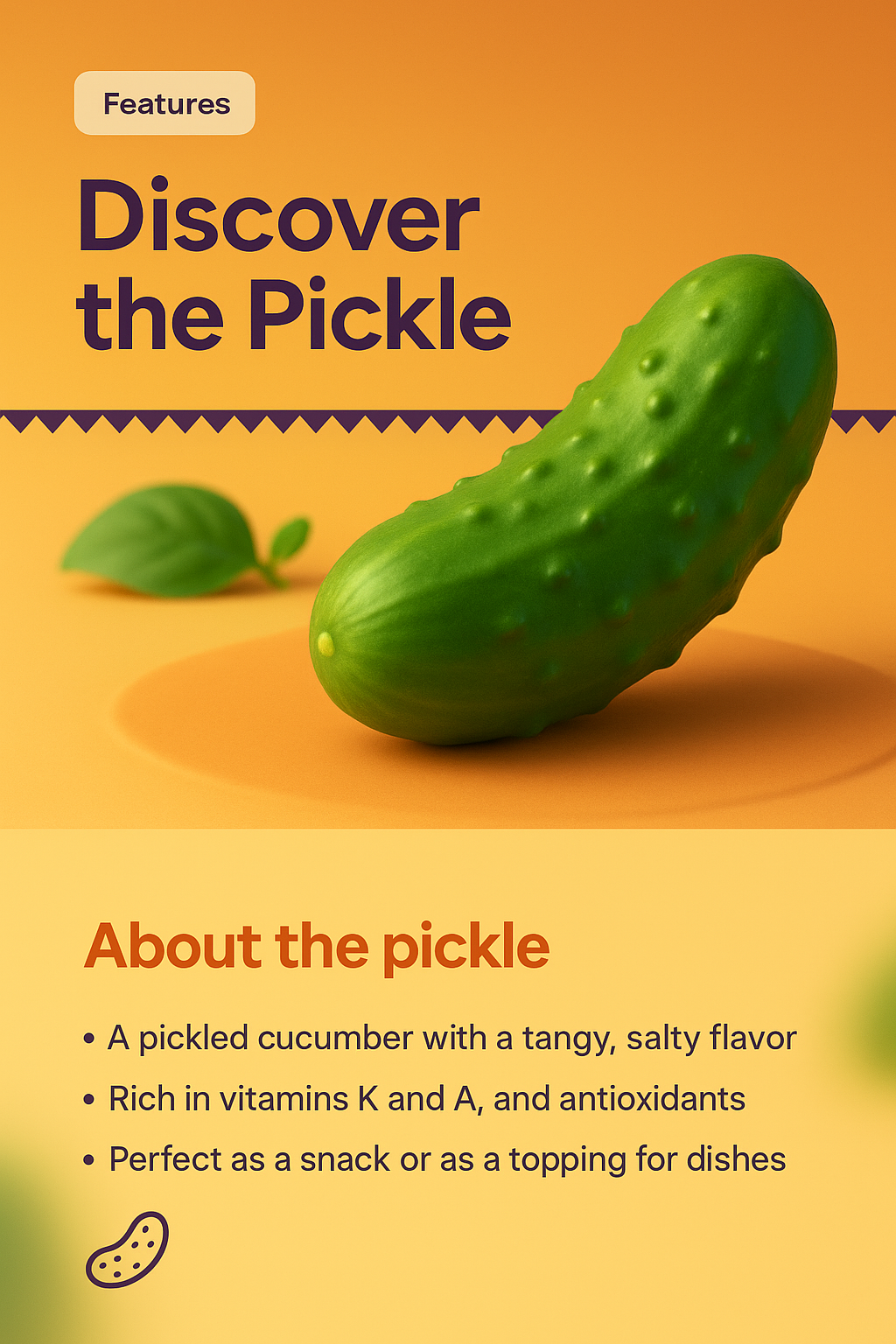 3D Illustration of a Pickle with Vibrant Design Features