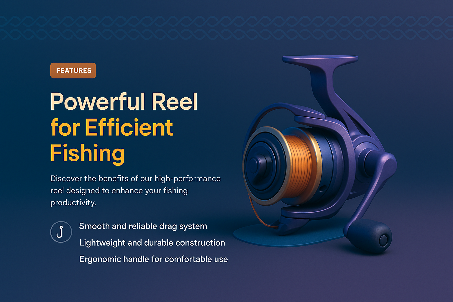 3D Illustration of a Fishing Reel for Landing Page Design