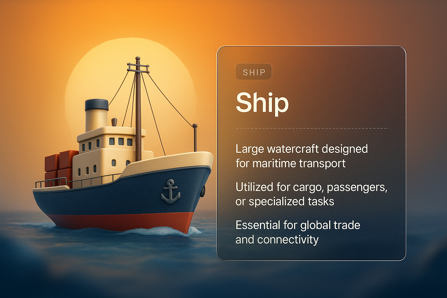 3D Illustration of a Ship with Informative Overlay